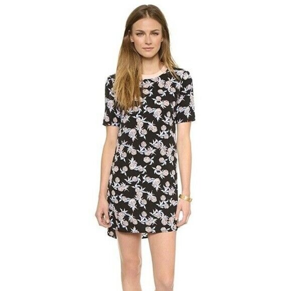WAYF Multicolor Pineapple Novelty Print Short Sleeve Shift Dress - Picture 1 of 6